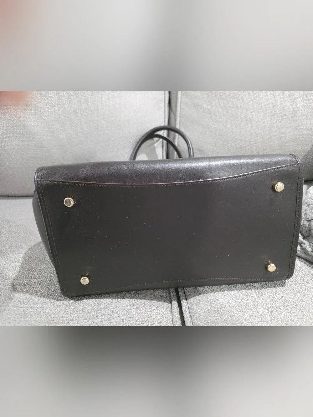 Coach Black Leather Tote Bag with Gold Hardware